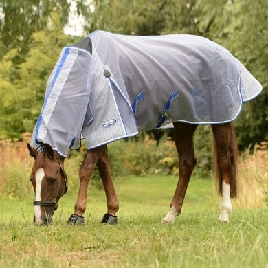 Weatherbeeta Vliegendeken Comfitec Ripshield Plus Combo Neck Wit/Blauw - Afbeelding 2