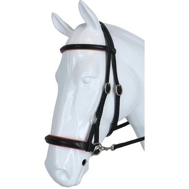 F.R.A. Bitloos Hoofdstel Pardoes Deluxe Side Pull Lederen Teugels Zwart/Oranje Cob - Afbeelding 2