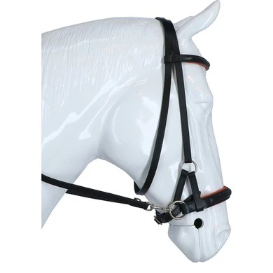 F.R.A. Bitloos Hoofdstel Pardoes Deluxe Side Pull Lederen Teugels Zwart/Oranje Cob - Afbeelding 4