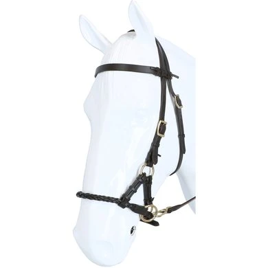 F.R.A. Bitloos Hoofdstel Pariba Side Pull Lederen Teugels Bruin/Brass Metal - Afbeelding 2