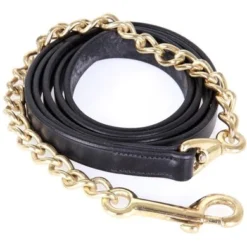 Premiere Voorbrengleidsel Leer En Koperen Ketting Uni Zwart