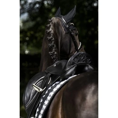 Eskadron Zadeldekje Big Square Glossy Dressuur Zwart/Creme/Dark Olive - Afbeelding 4