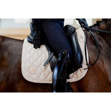 Eskadron Platinum Dressuurzadeldekje Metallic Faux Leather Tan Taupe - Afbeelding 2