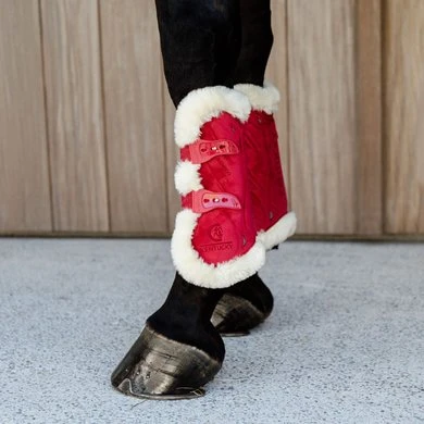 Kentucky Horsewear Kentucky Peesbeschermers Bamboo Elastic Velvet Vegan Bont Rood